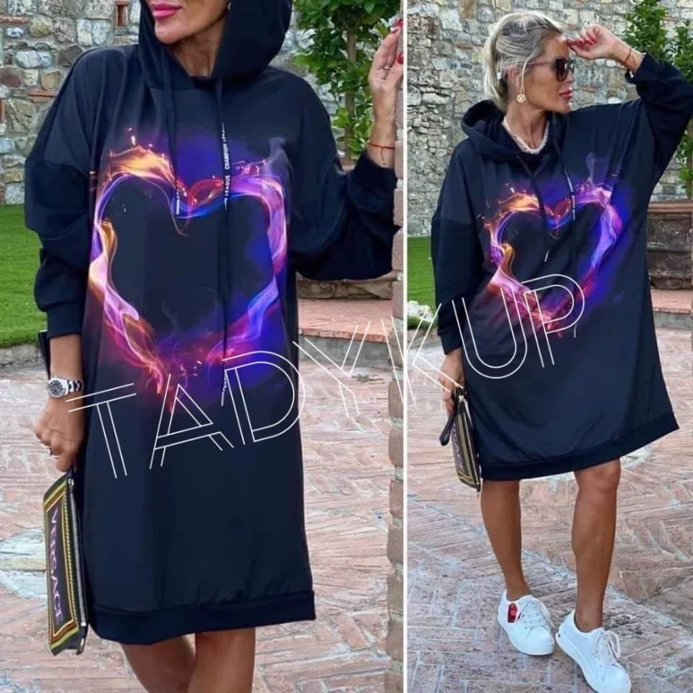 Mikina oversize kapuce Color Heart