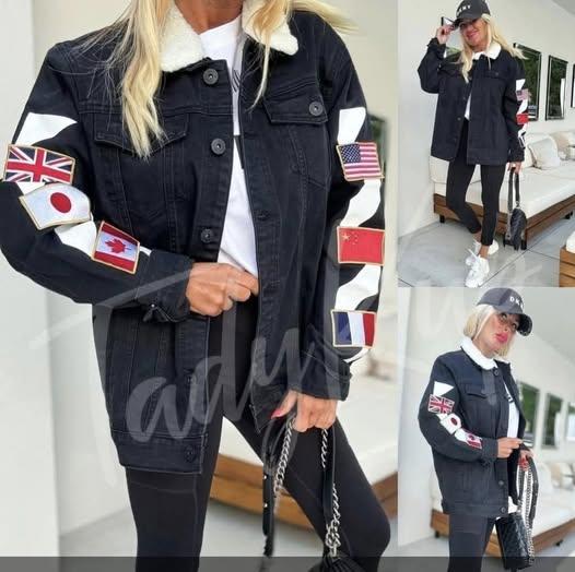 Riflová oversite UNISEX bunda vlajky